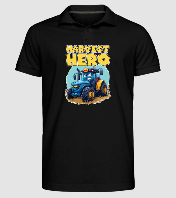 Harvest Hero Tractor model negru pe tricou