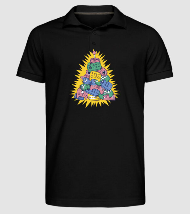Joystick pom de Crăciun model negru pe tricou