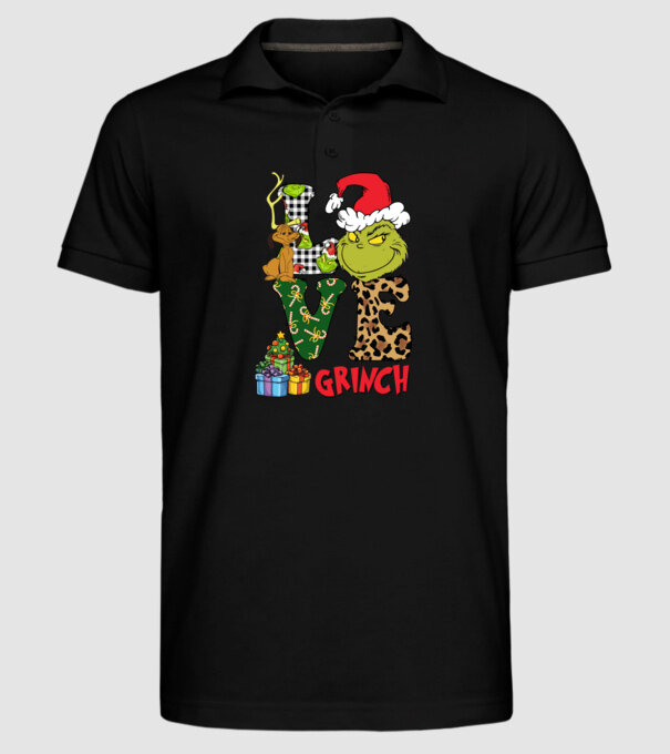 Love Grinch model negru pe tricou