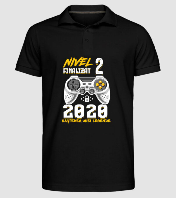 Nivel 2 finalizat. 2020 nașterea unei legende model negru pe tricou