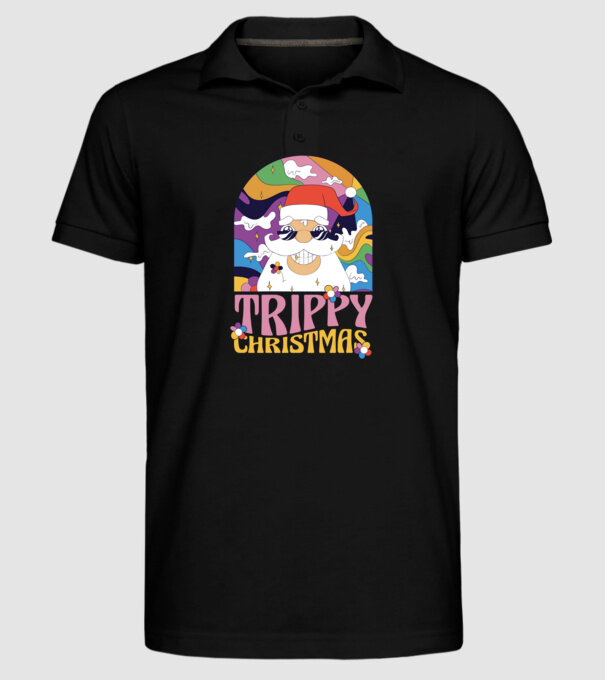 Trippy Christmas model negru pe tricou
