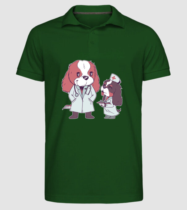 Veterinar câini model verde închis pe tricou