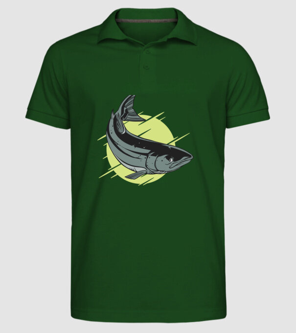 Atlantic Salmon - Somon de Marea Baltică model verde închis pe tricou