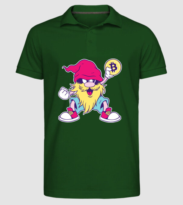 Pitic Bitcoin model verde închis pe tricou