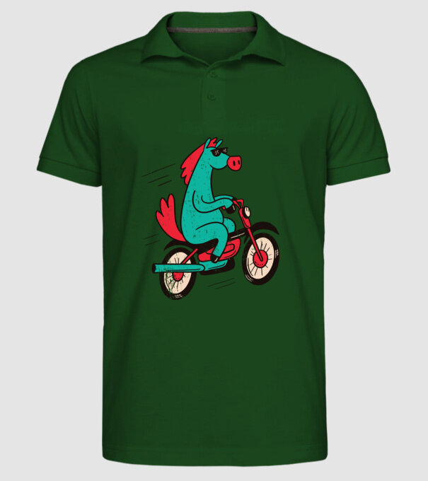 Cal cu bicicletă model verde închis pe tricou