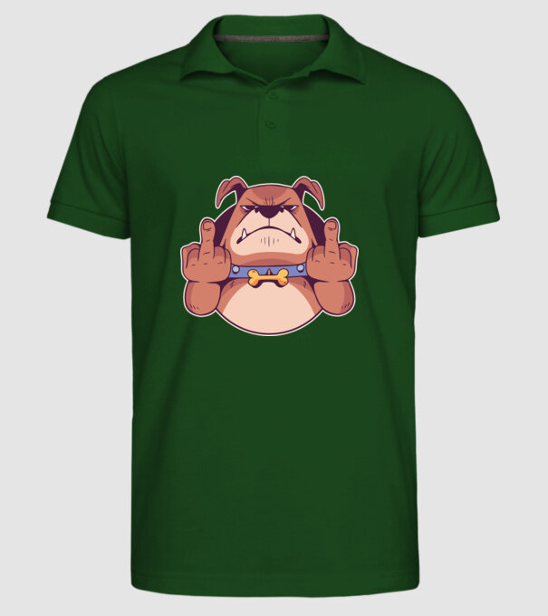 Bulldog arată degetul model verde închis pe tricou