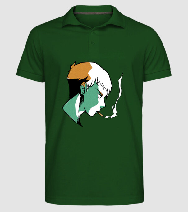 Anime băiat fumător model verde închis pe tricou
