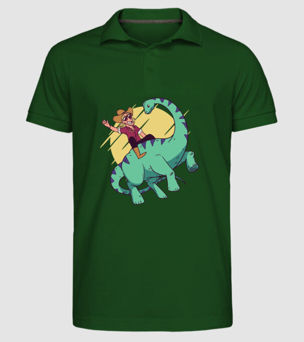 Dinozaur Cowboy model verde închis pe tricou