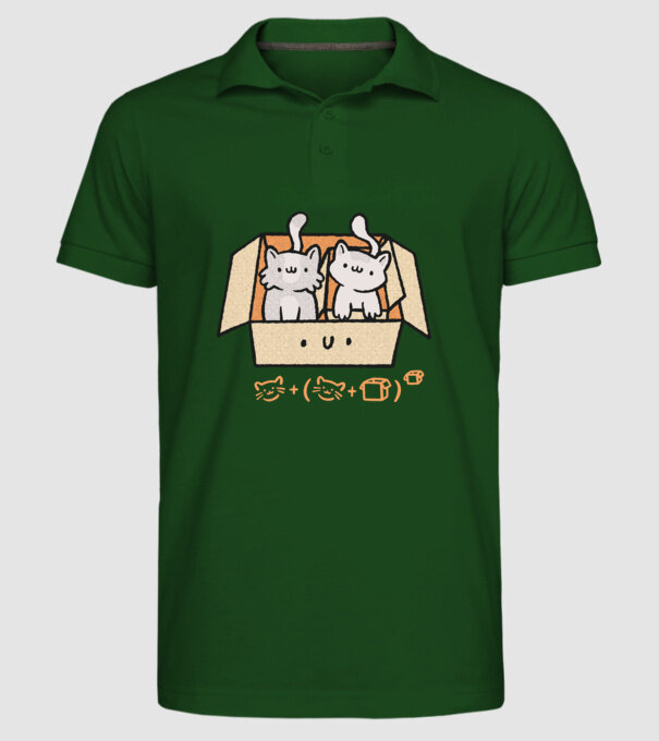 Cutie cu pisică drăguță model verde închis pe tricou