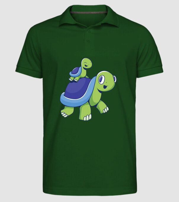 Familie țestoase drăguțe model verde închis pe tricou