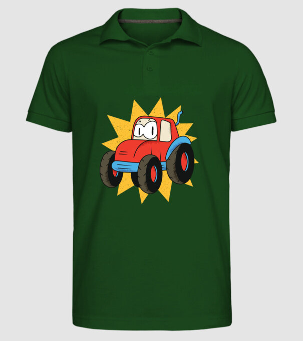 Tractor drăguț pentru copii model verde închis pe tricou