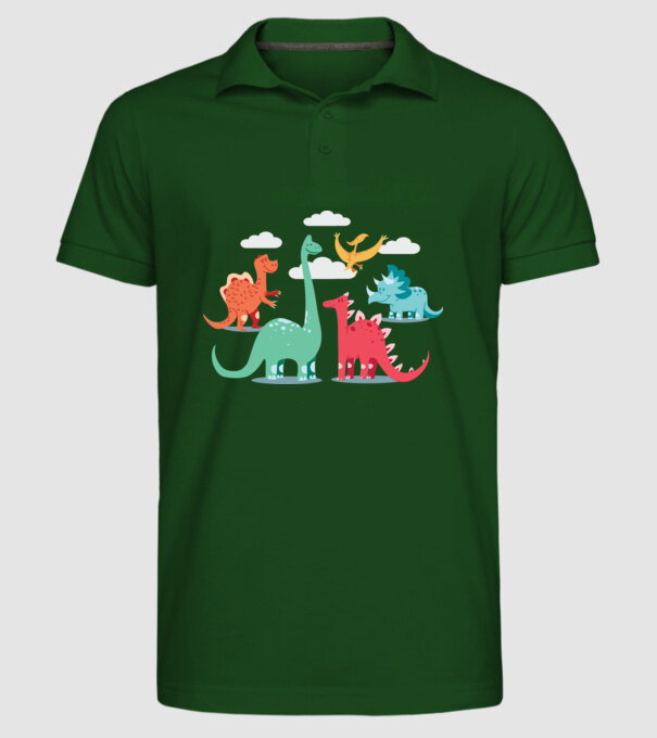 Dinozauri model verde închis pe tricou
