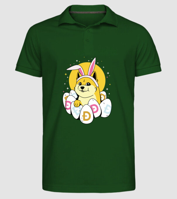 Dogecoin Paște model verde închis pe tricou