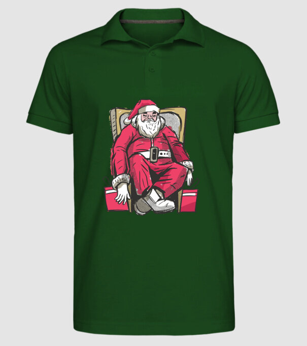 Moș Crăciun Obosit model verde închis pe tricou
