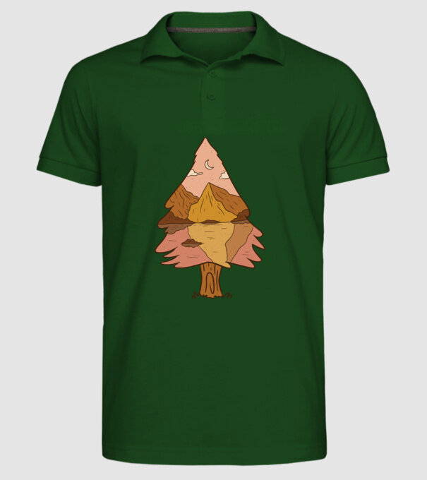 Brad Natură model verde închis pe tricou