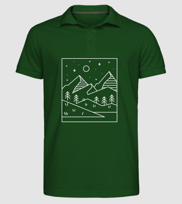 Peisaj geometric model verde închis pe tricou