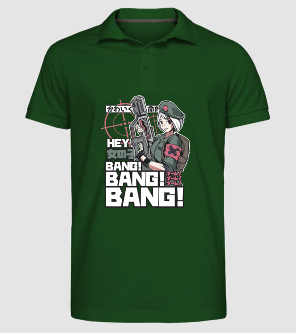 Fată Anime Gerilla model verde închis pe tricou