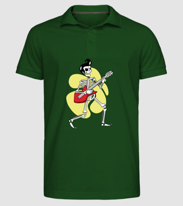 Schelet Elvis cu chitară model verde închis pe tricou
