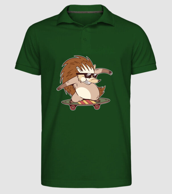 Arici Skateboarder model verde închis pe tricou