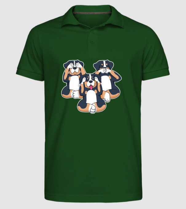 Trei câini model verde închis pe tricou