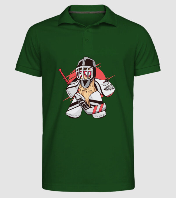 Portar Hochei Alună model verde închis pe tricou