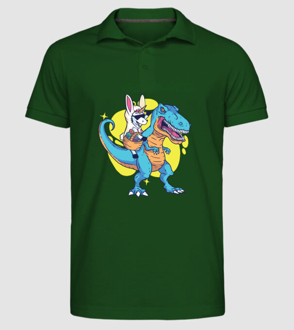 Dinozaur de Paște model verde închis pe tricou