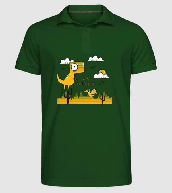 'I''m Offline - tricou amuzant cu dinozaur' model verde închis pe tricou