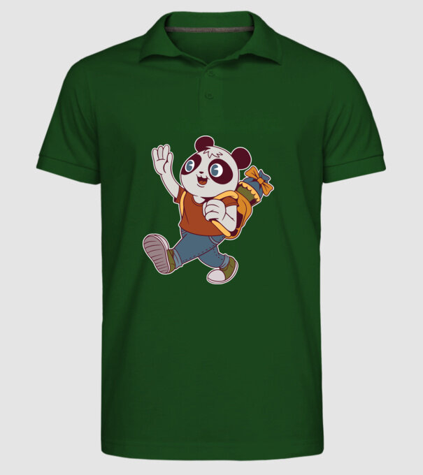 Panda școlar model verde închis pe tricou