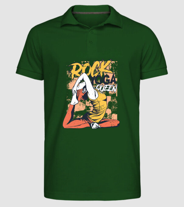 Regina Yoga model verde închis pe tricou