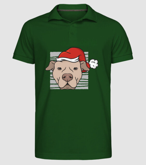 Pitbull de Crăciun model verde închis pe tricou