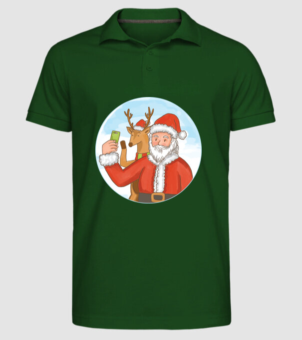 Selfie de Crăciun model verde închis pe tricou