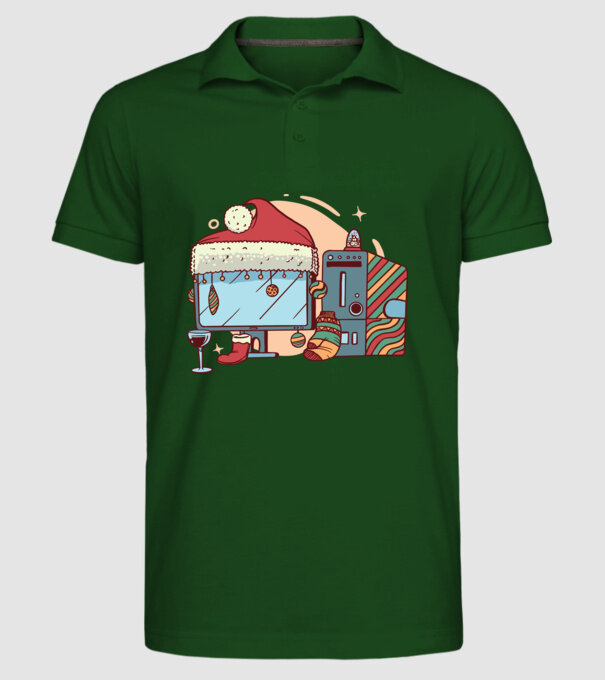 Computer de Crăciun model verde închis pe tricou