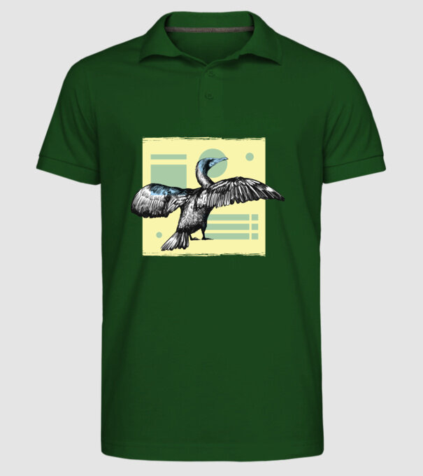 Pasăre cormoran model verde închis pe tricou