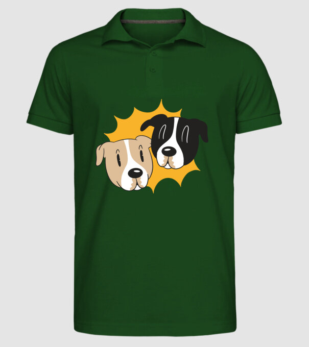 Capete de câini model verde închis pe tricou