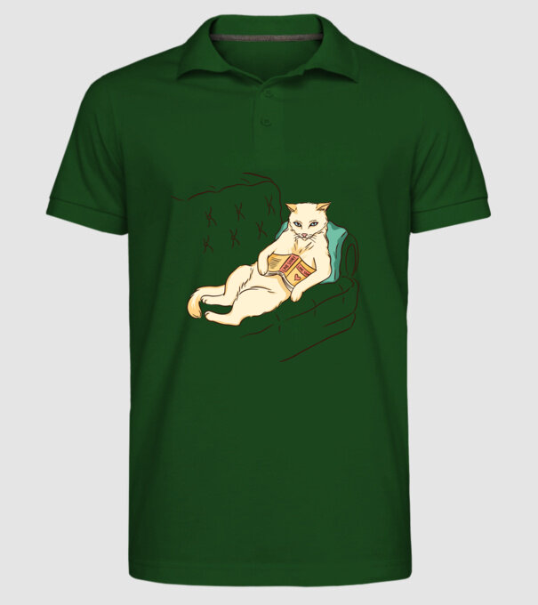Odihnă Pisică model verde închis pe tricou