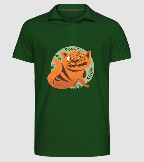 Pisică Supărată model verde închis pe tricou