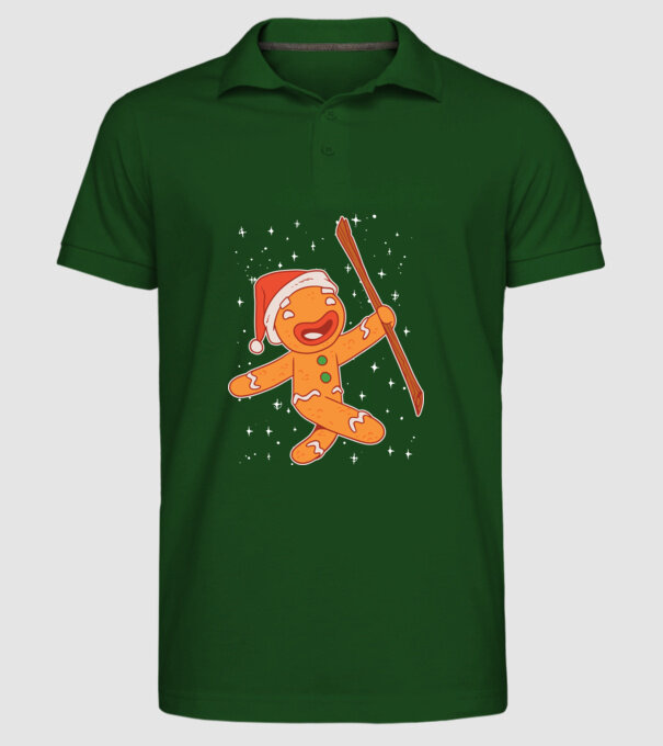 Turtă dulce Moș Crăciun tricou model verde închis pe tricou