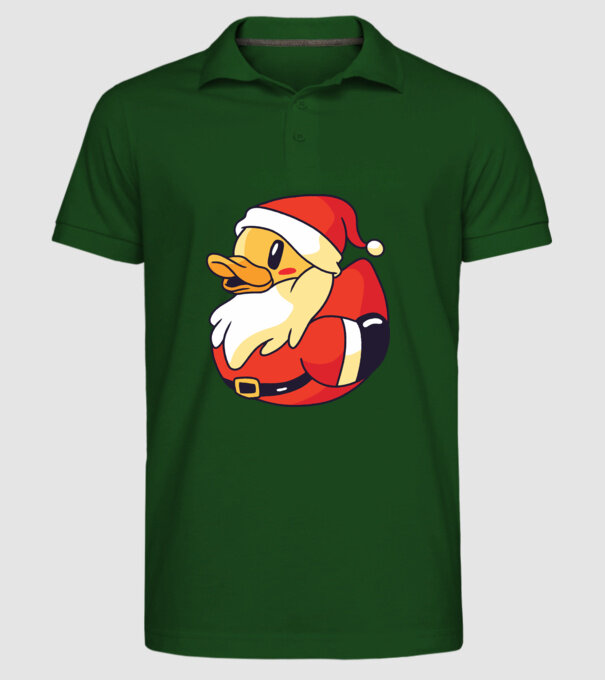 Tricou Moș Crăciun Rață model verde închis pe tricou