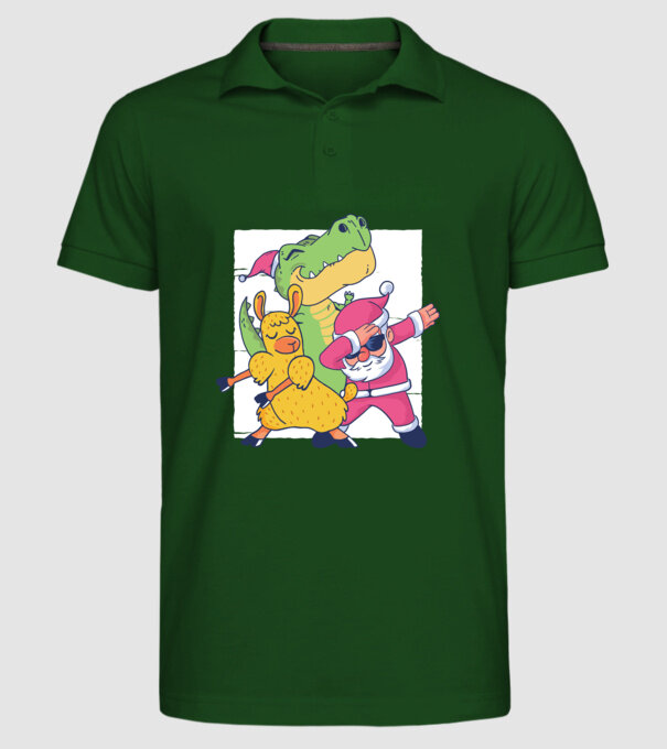 Moș Crăciun Llama T-rex DAB pentru Crăciun model verde închis pe tricou