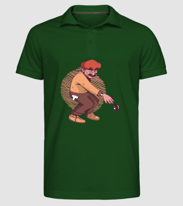 Petanque bătrân model verde închis pe tricou