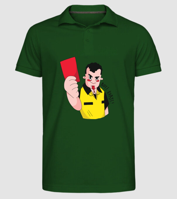 Cartonaș roșu model verde închis pe tricou