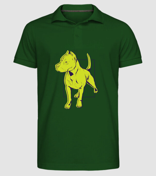 Câine Pitbull model verde închis pe tricou