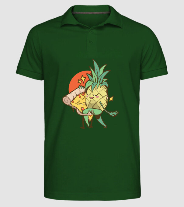Pizza Ananas Dans model verde închis pe tricou