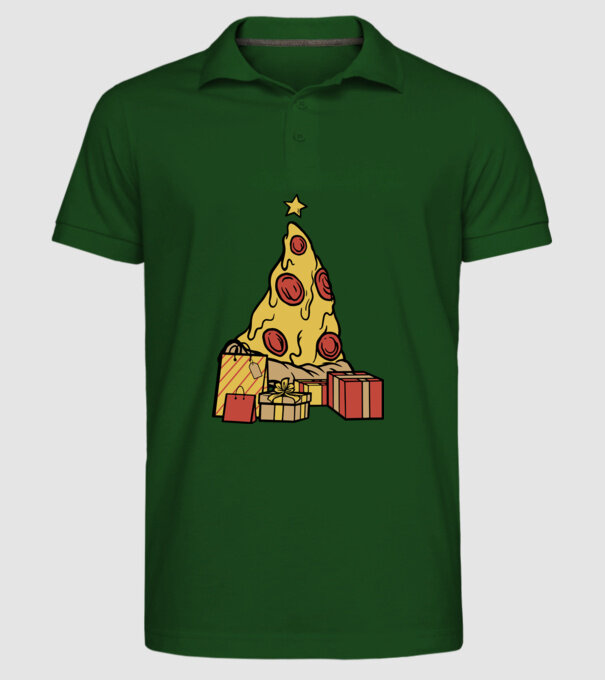 Pizza pom de Crăciun model verde închis pe tricou
