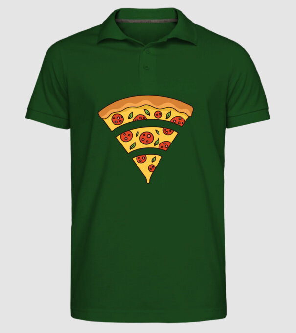 Felie de pizza Wifi model verde închis pe tricou