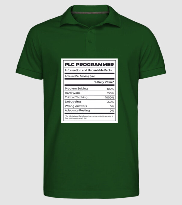 Programator PLC model verde închis pe tricou