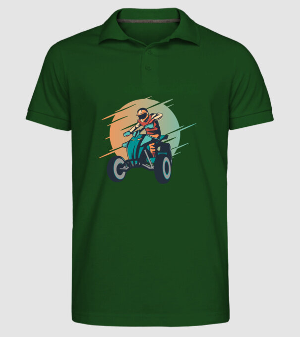 Concurent ATV model verde închis pe tricou