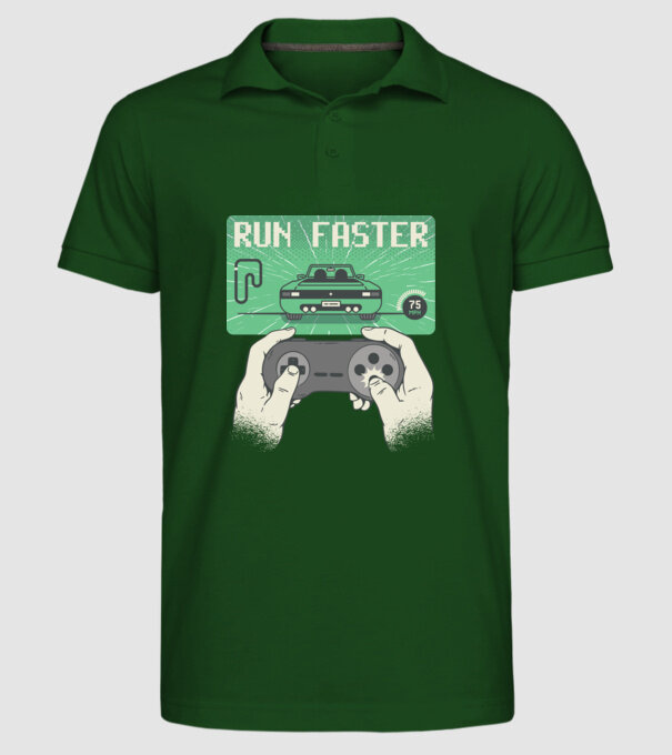 Retro gamer Outrun model verde închis pe tricou
