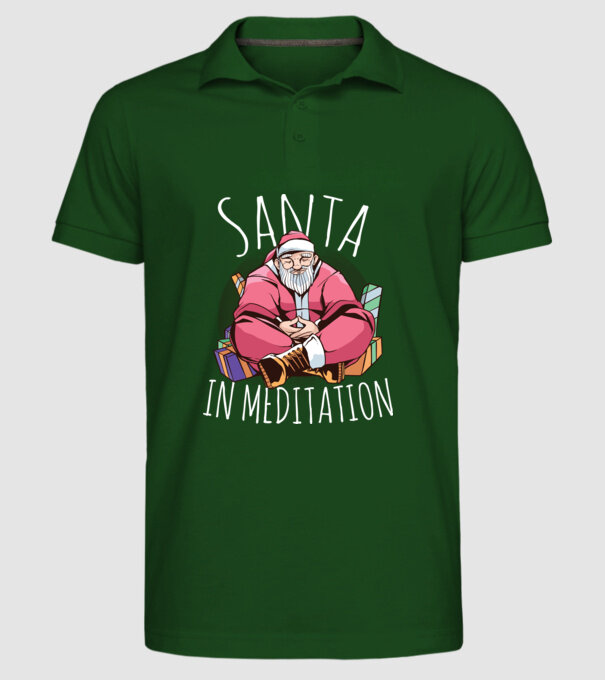 Santa Meditație model verde închis pe tricou