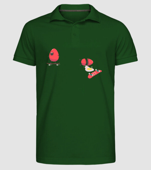 Skateboard Eggs model verde închis pe tricou